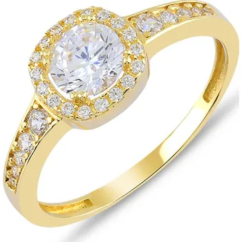 Prsten Lillian Vassago Zářivý zlatý prsten se zirkony LLV59-GR012 Velikost prstenu: 54