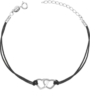 Náramek NUBIS® Černý náramek propojená srdíčka - IT0015-K