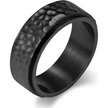 Prsten Točící černý prsten se vzorem kladiva R-323