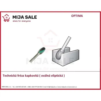 Příslušenství k frézce Technická fréza E1625S06 kapkovitá ( oválná eliptická ) 16x25x6 OPTIMA TOOLS