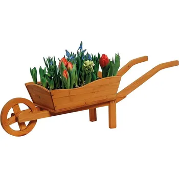 Zahradní dekorace ČistéDřevo Dřevěný zahradní trakař na květiny 107 x 29 x 30 cm