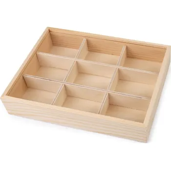 Dřevěný box / organizér s posuvným víkem, barva přírodní sv.