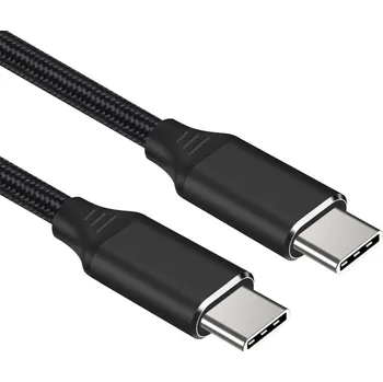 Kabel do PC Premiumcord ku31cw05 USB-C M/M, 100W 20V/5A 480Mbps bavlněný oplet, 0,5m PREMIUMCORD Kabel USB-C M/M, 240W 480Mbps černý bavlněný oplet, 0,5m