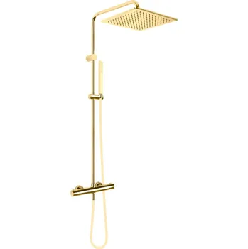 Sprchový set Oltens Boran sprchová sada na stěnu s termostatem s dešťovou sprchou zlatý lesk 36503800
