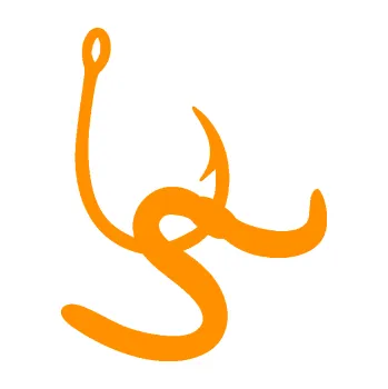 Samolepící dekorace SAMOLEPKA Háček na ryby 004 pravá s návnadou (06 - oranžová) NA AUTO, NÁLEPKA, FÓLIE, POLEP, TUNING, VLASTNÍ TEXT, TISK, AUTOSAMOLEPKY.cz, POLEPY, OBRÁZEK, LOGO, SAMOLEPKY