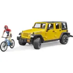 Bruder Jeep Wrangler Rubicon s cyklistou a kolem