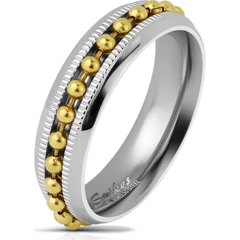 Prsten Atreya Ocelový prsten se zlatými kuličkami Velikost prstenu: 62
