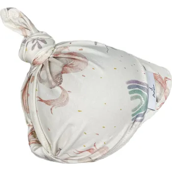 Šátek Mimilove Bavlněný dětský šátek s kšiltem 6-18m. Jednorožci White