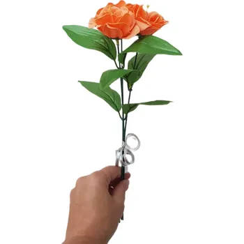 umělá květina made by ANTEROS Dekorace Mýdlová kytice z mýdlových květů pivoňky Trio Oranžová na stonku s lístky