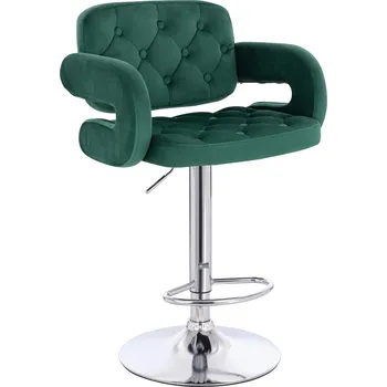 Barová židle Barová židle Ardal velur lahvově zelená - na stříbrném talíři