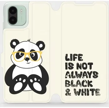 Pouzdro na mobilní telefon Flipové pouzdro Mobiwear - Xiaomi Redmi A2 - M041S Panda - life is not (Knížkové flip pouzdro, obal, kryt na mobil Xiaomi Redmi A2 - M041S Panda - life is not, materiál Umělá kůže + TPU - ochrana 360°, stojánek, silikonová vanička, magnetické zavírání)