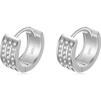 Náušnice NUBIS® Stříbrné náušnice kroužky se zirkony - NB-3303