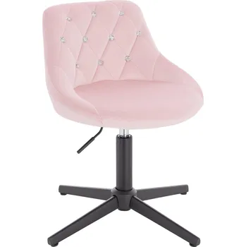 Otočné křeslo Kvam Diamonds velur na černém kříži - růžový