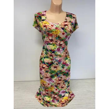 Dámské šaty květované šaty, Barva Oranžová, Velikost XXXL 54, Materiál 96% Viskoza 4% Lycra