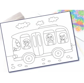 Radost v písku Šablona na pískování autobus s dětmi Varianta: A5 (148 x 210 mm)