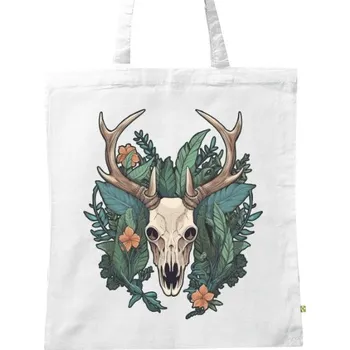 Pánská móda BIO plátěná taška s potiskem Jelení lebka