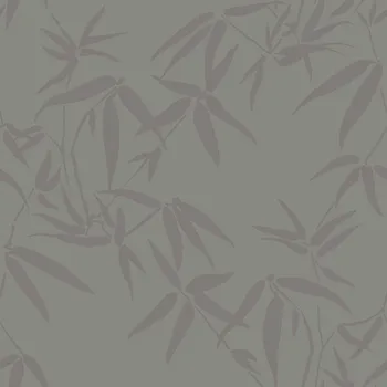 Tapeta Origin Šedá vliesová tapeta na zeď, hnědé metalické listy bambusu 347739, City Chic, Origin, velikost 0,53 x 10,05 m