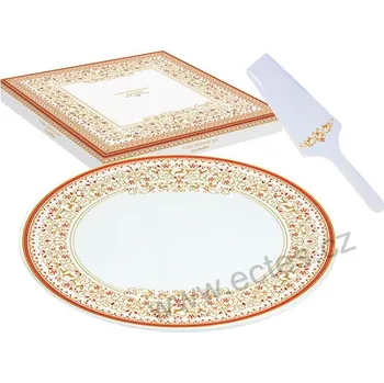 Talíř CAROUSEL servírovací dezertní talíř s lopatkou zlaté a červené ornamenty