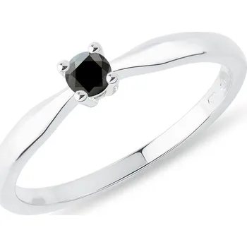 Prsten Zásnubní prsten z bílého zlata s černým diamantem KLENOTA