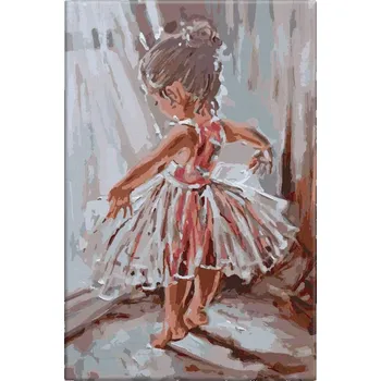 Dětské zboží Malování podle čísel - Malá baletka 2 - 40x60 cm, bez dřevěného rámu - CZ výroba