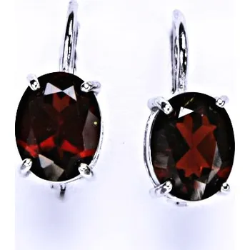 Náušnice Stříbrné náušnice přírodní granát - NK1242 (Stříbrné náušnice s přírodním granátem 10x8 mm)