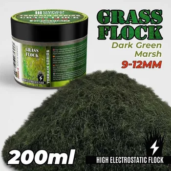 Plastikový model Static Grass Flock 9–12 mm – modelářský posyp mokřad tmavý (200 ml)