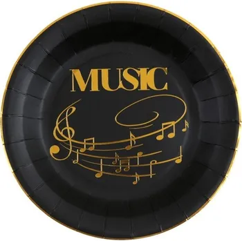 Party dekorace Santex Music party - Talíře černé 10 ks