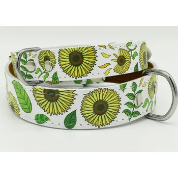 Obojek pro psa Designový kožený obojek SUNFLOWERS Śířka obojku x obvod krku psa: 2,2 cm x 22-27,5 cm