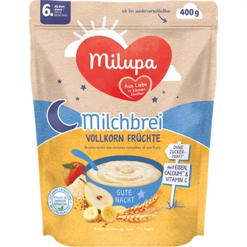 MILUPA INSTANTNÍ MLÉČNÁ CELOZRNNÁ OVOCNÁ KAŠE NA DOBROU NOC NĚMECKO!