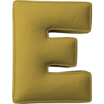 Polštář Yellow Tipi Olivově zelený sametový polštář písmeno E 40 cm