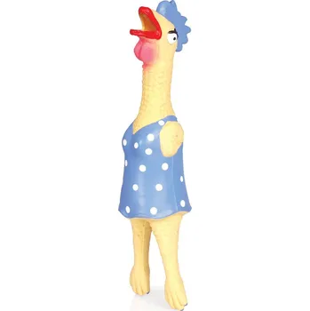 Hračka pro psa Kuře modrobílé puntíky, 27cm