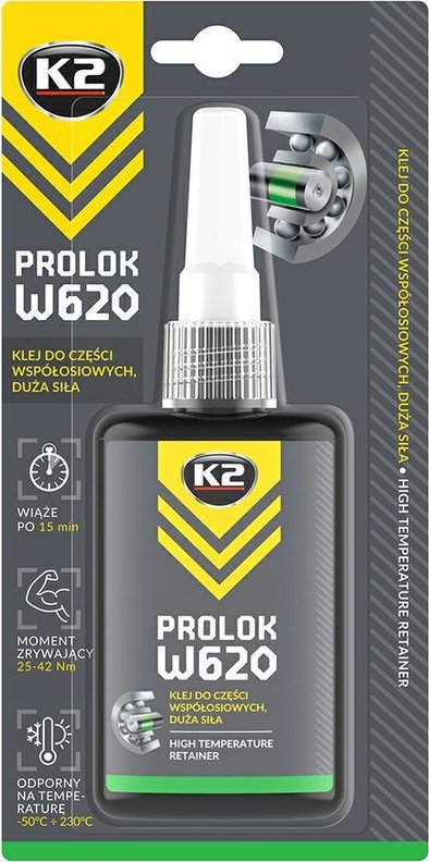 K2 PROLOK W620 - 50 ml - fixátor válcových součástí vysoké pevnosti (zelený)
