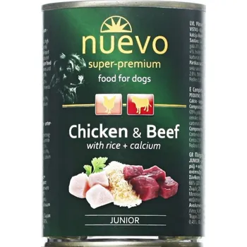 Krmivo pro psa 6ks Nuevo pes junior kuřecí a hovězí konzerva 800g