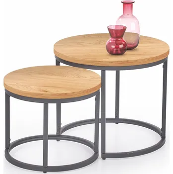 Halmar Konferenční stolek OREO kulatý, zlatý dub/ černá