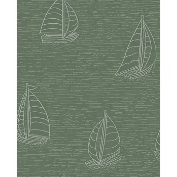 Tapeta Eijffinger Zelená vliesová tapeta na zeď s plachetnicemi, 323015, Explore, Eijffinger, velikost 0,52 x 10 m