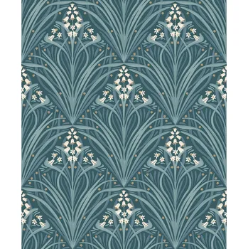 Tapeta Zelená květinová vliesová tapeta na zeď, Art Deco, M66114, Elegance, Ugepa