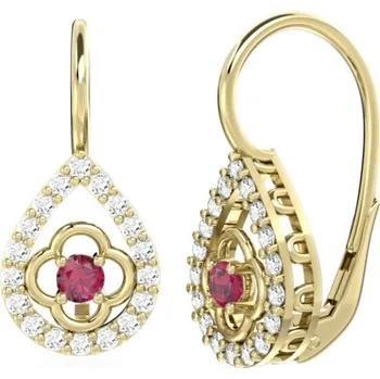Náušnice Couple, Visací náušnice Amanda, žluté zlato s&nbsp;červenými zirkony, 585-66-3-0371.0Z00.0.00.104.08