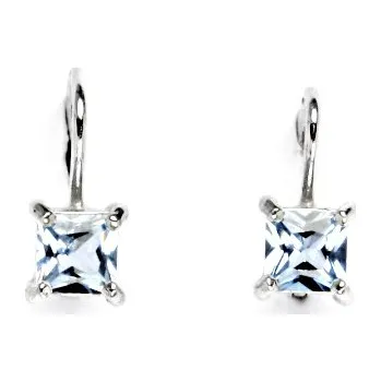 Náušnice Stříbrné náušnice čtvercové , akvamarin - NK1370 (Stříbrné náušnice s akvamarinem 5x5 mm)