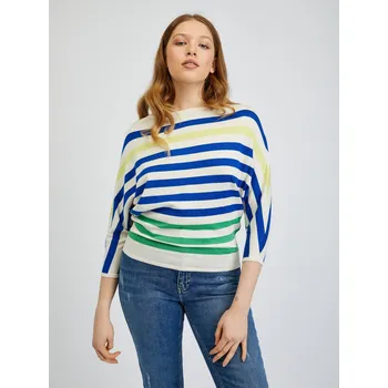 Dámský svetr Orsay Modro-krémový dámský pruhovaný svetr - Dámské Orsay šedá 2334332