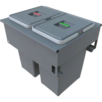 Odpadkový koš Elletipi Vestavný odpadkový koš Elletipi SQUARE 2.0 - výsuvný, 24+24 L, 45 cm, PA3 LEC5045B, PA3 LEC5045B