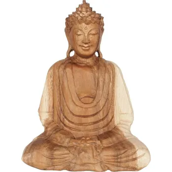 Soška Buddha dřevo 26 cm Dhyan natur
