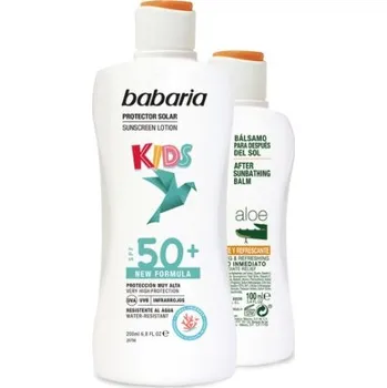 Přípravek na opalování Babaria Sun Kids Protective Sada - Mléko na opalování SPF50 200 ml + krém po opalování 100 ml Dárková sada