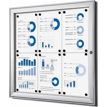 Vnitřní uzamykatelná vitrína stříbrná - vnitřní hloubka 13mm, Formát: 6 x A4 SCS6xA4