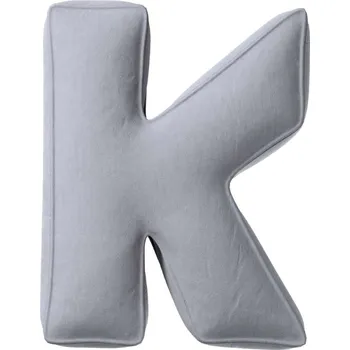 Polštář Yellow Tipi Šedý sametový polštář písmeno K 40 cm