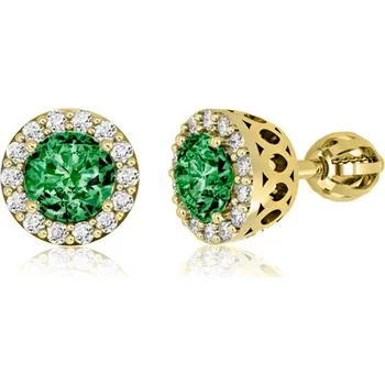 Náušnice Couple, Honosné peckové náušnice Sari, žluté zlato se zirkony, 6630262-0-0-6