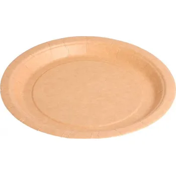 Jednorázové nádobí Papírový talíř KRAFT hnědý 23 cm [100 ks]