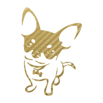 Polep vozidla SAMOLEPKA Pes 186 levá čivava (59 - 3D karbon zlatý) NA AUTO, NÁLEPKA, FÓLIE, POLEP, TUNING, VLASTNÍ TEXT, TISK, AUTOSAMOLEPKY.cz, POLEPY, OBRÁZEK, LOGO, SAMOLEPKY