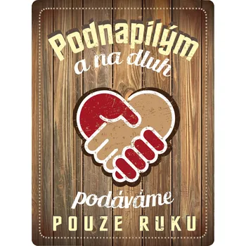 Plechová cedule Plechová cedule: Podnapilých a na dluh podáváme pouze ruku - 30x40 cm