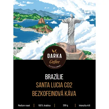 Káva Brazílie Santa Lucia CO2 - bezkofeinová zrnková káva, balení 400 g