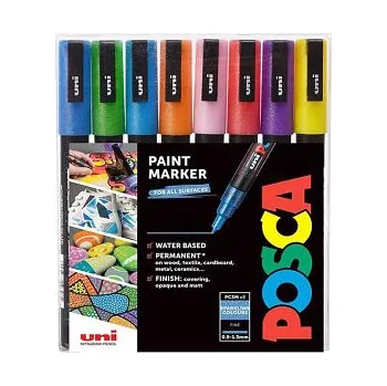 Sada akrylových fixů Uni Posca 0,9-1,3mm 8ks třpytivé (Sada akrylových fixů Uni Posca 0,9-1,3mm 8ks třpytivé)